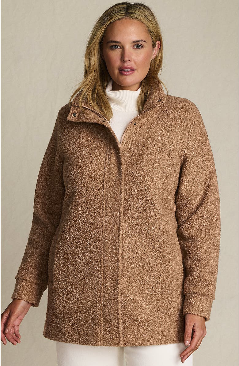 Lands' End Boucle Fleece Coat, Main, color, Honey Beige