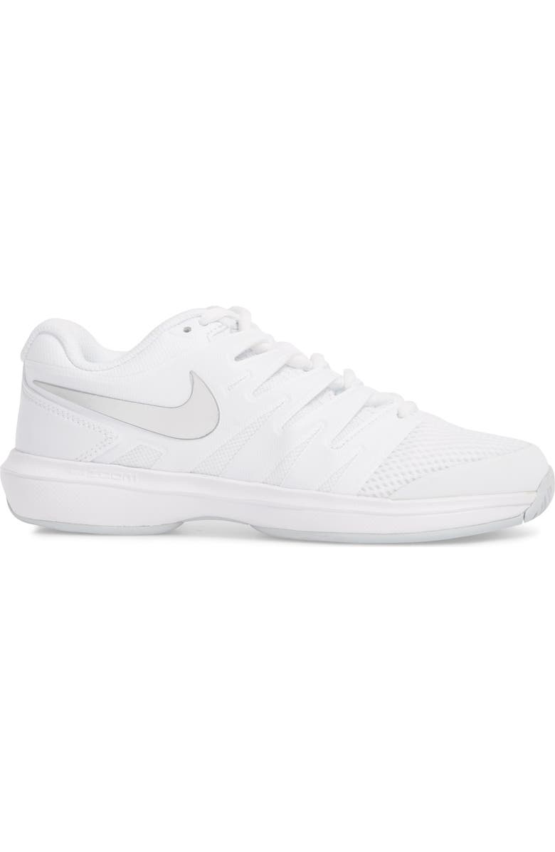Nike Air Zoom Prestige HC Tennis Shoe, Alternate, color, White/ Metallic Silver