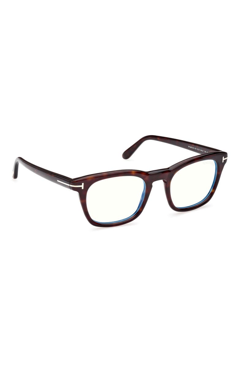 TOM FORD 50mm Square Blue Light Blocking Glasses, Alternate, color,