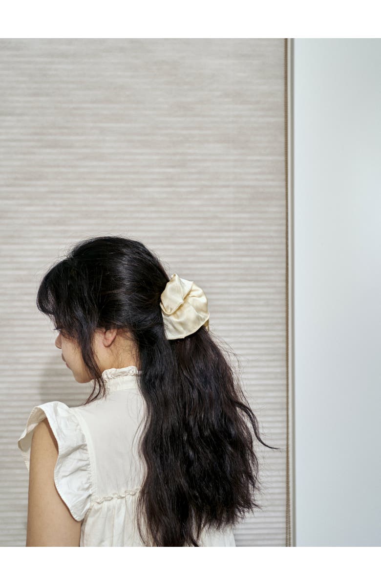 Lost Pattern "Maxi Flower" Double-Layer Oversized Silk Scrunchie, Alternate, color, Cream