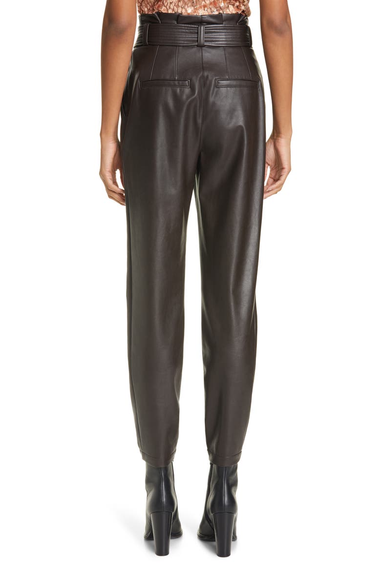 Cobey Paperbag Waist Faux Leather Pants, Alternate, color, CAROB
