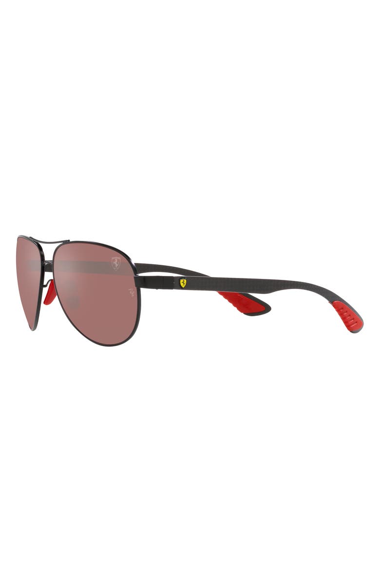 Ray-Ban x Scuderia Ferrari 61mm Polarized Pilot Sunglasses, Alternate, color, Matte Black