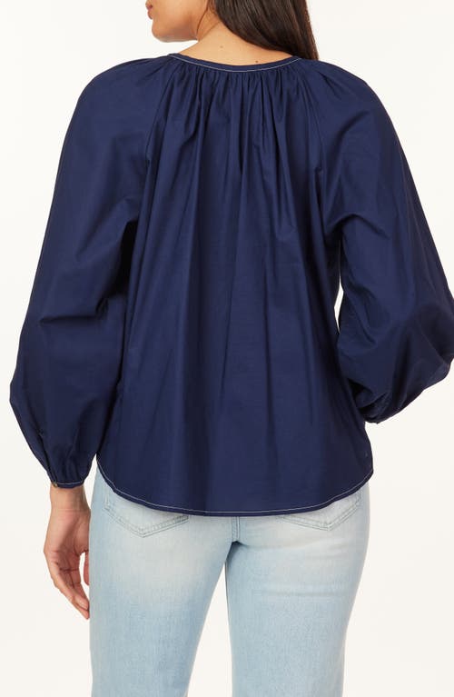 Scotch & Soda Topstitch Peasant Top In Blue