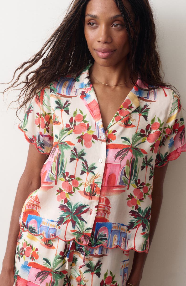 Marine Layer Paloma Short Sleeve Button-Up Shirt, Alternate, color, Palmas Print