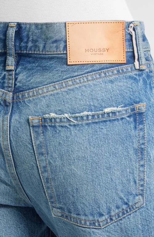 Moussy Vintage Atlantis Remake Raw Hem Flare Jeans In Blue