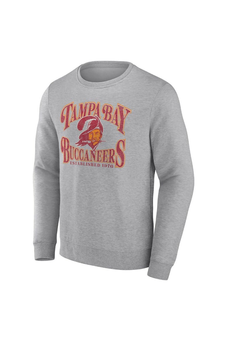 Men's Fanatics Heathered Charcoal Tampa Bay Buccaneers Playability Pullover Sweatshirt, Alternate, color, Heather Gray