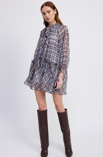 Briar Plaid Long Sleeve Minidress