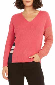 NIC+ZOE Colorblock V-Neck Rib Sweater