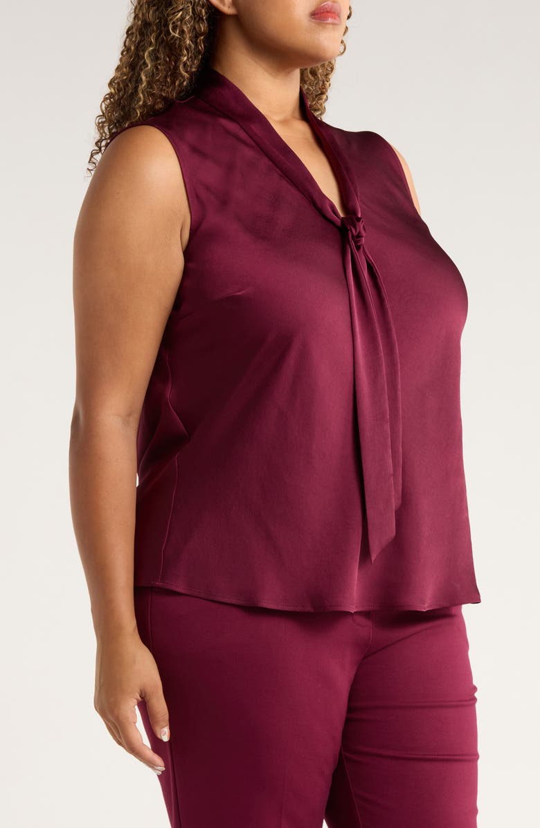 KASPER Tie Neck Sleeveless Top, Alternate, color, Shiraz