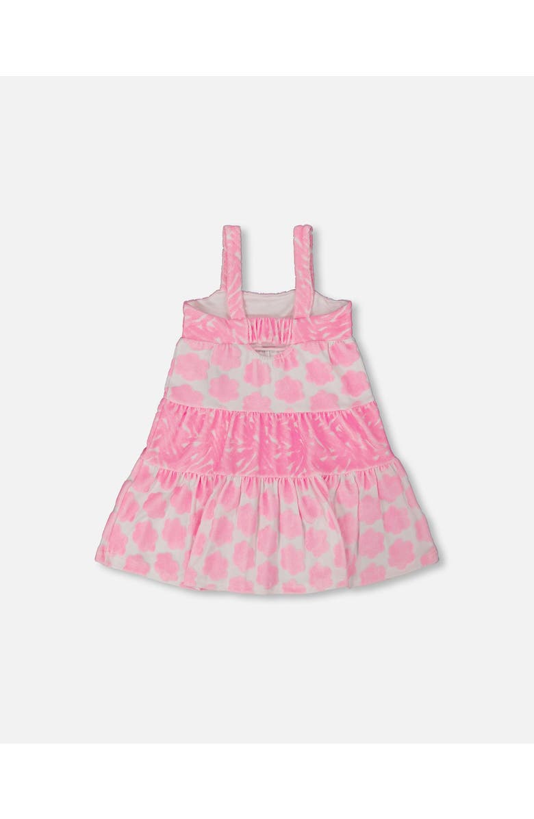 Deux par Deux Little Girl's Printed Terry Beach Dress Pink And White, Alternate, color, 