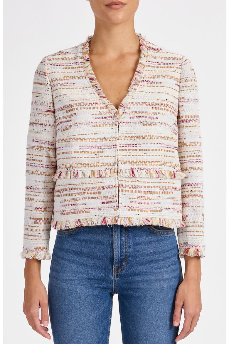 Reggie Cropped Jacket in Modern Tweed, Main, color, Chai