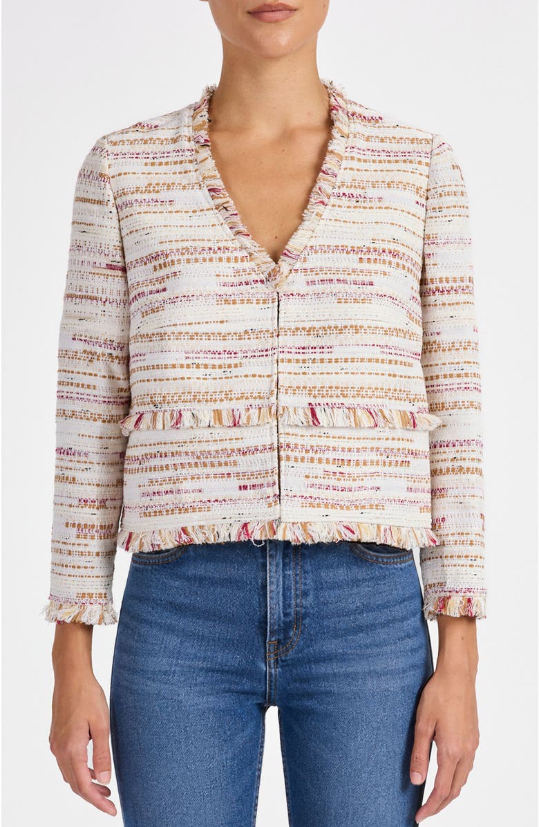 Santorelli Reggie Cropped Jacket in Modern Tweed, Main, color, Chai