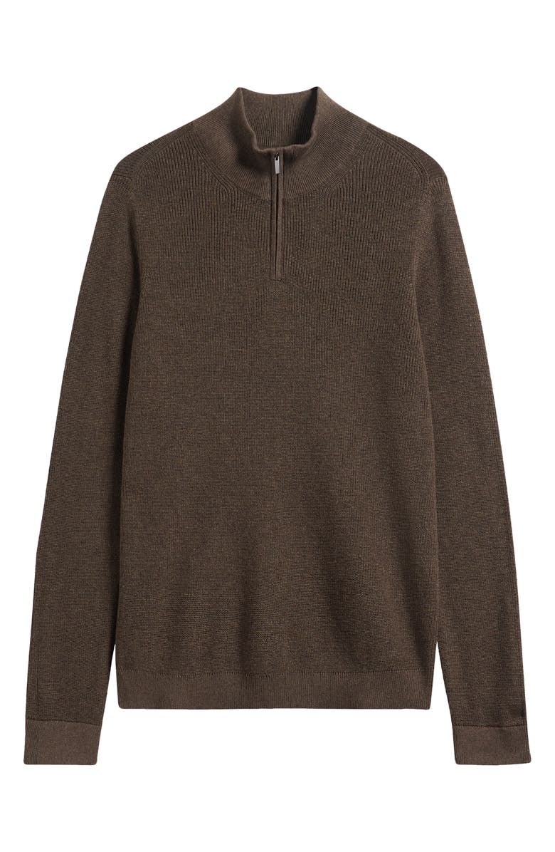 Nordstrom Cotton & Cashmere Quarter Zip Sweater, Alternate, color, Brown Desert Heather