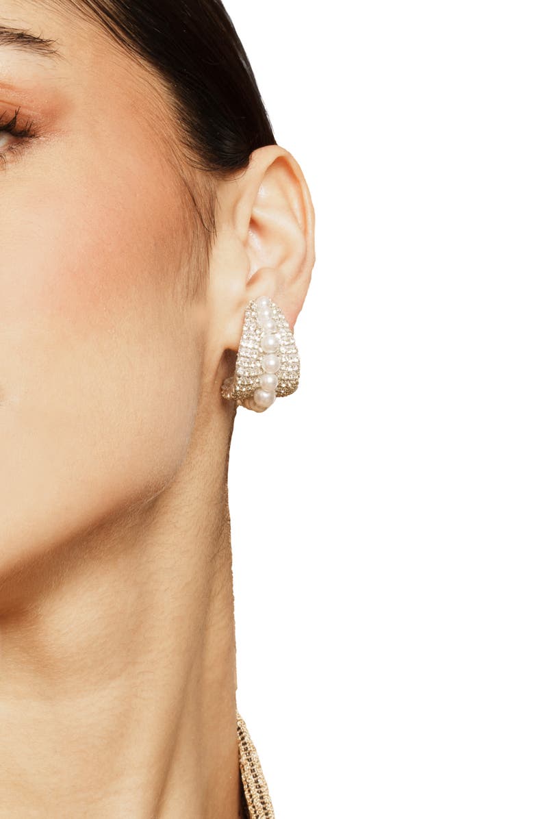 Deepa Gurnani Filomena Huggie Hoop Earrings, Alternate, color, Silver