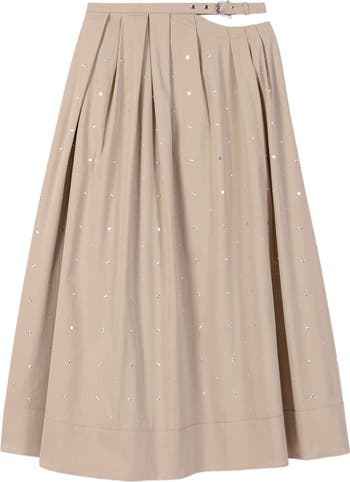 maje Long studded cotton skirt | Nordstrom