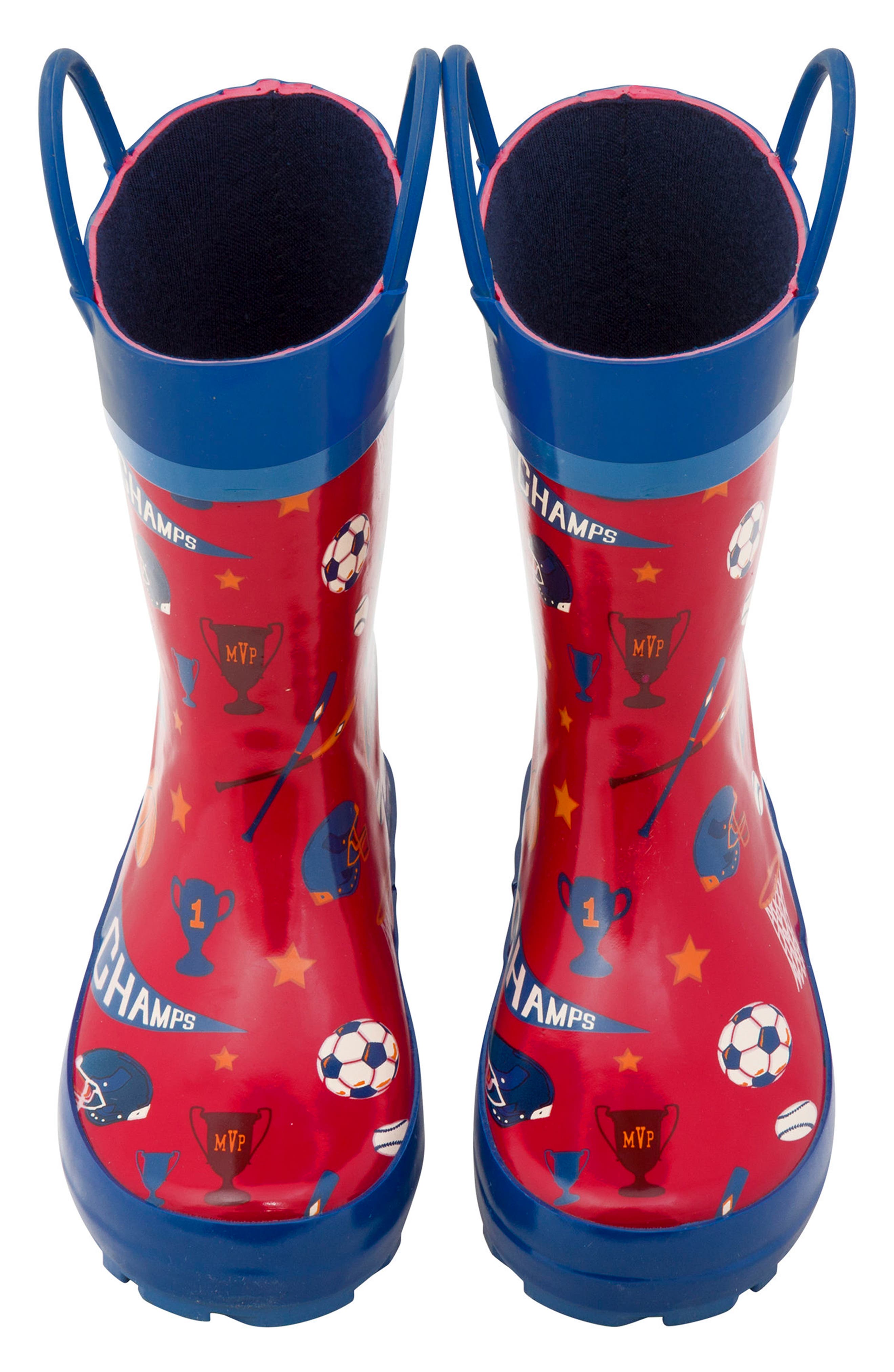 Print Rain Boots & Umbrella Set, Alternate, color, SPORTS