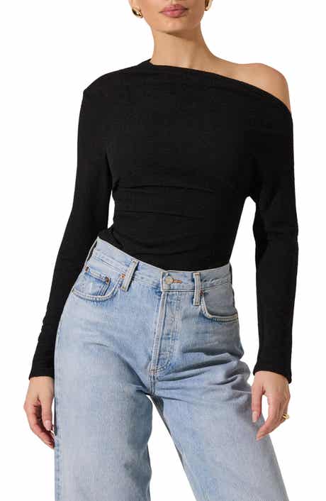 ASTR the Label One Shoulder Textured Top