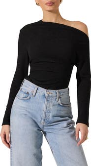 ASTR the Label One Shoulder Textured Top