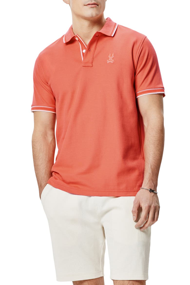 Brad Tipped Cotton Piqué Polo, Main, color, EMBERGLOW