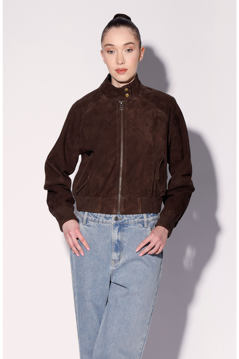 Bowie Suede Bomber Jacket, Main, color, Mocha Suede