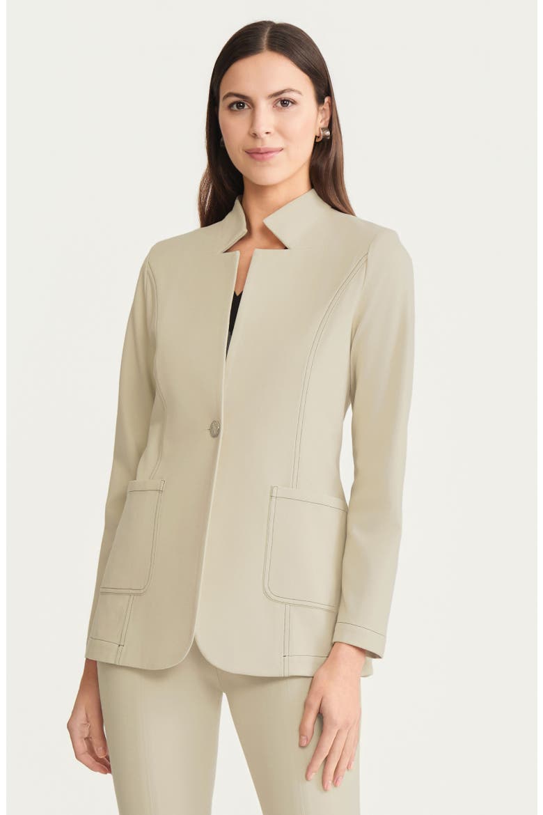 Tailored LuxeStretch Ponte Single Button Blazer, Alternate, color, Black/White