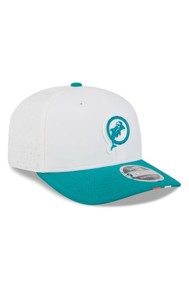 New Era Men's New Era  White/Aqua Miami Dolphins 2025 NFL Training Camp Throwback Logo 9SEVENTY Adjustable Hat, Alternate, color, 