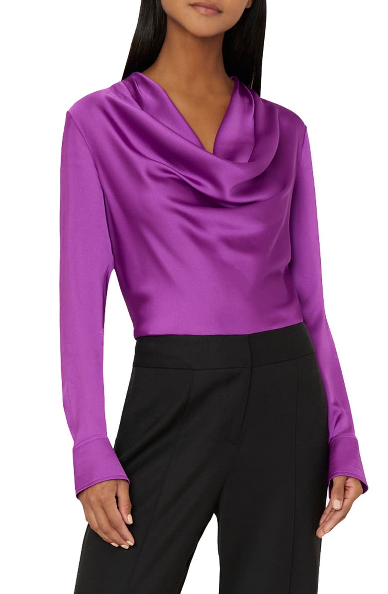 Milly Nancy Cowl Neck Satin Top, Main, color,