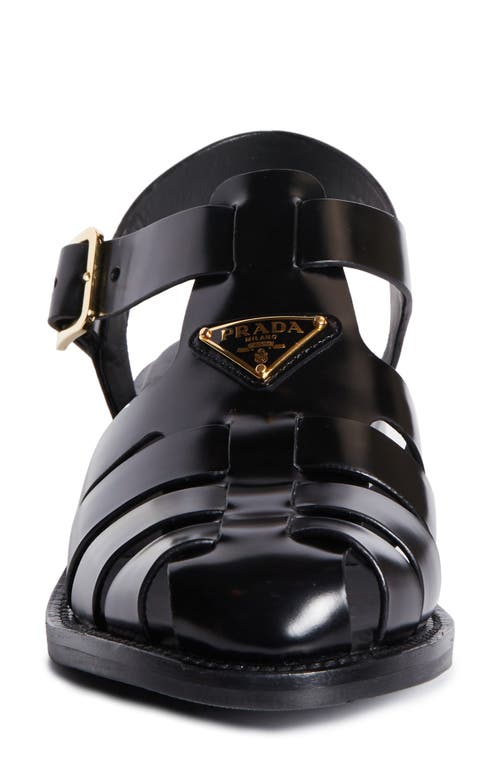 Prada Logo Fisherman Sandal In Nero