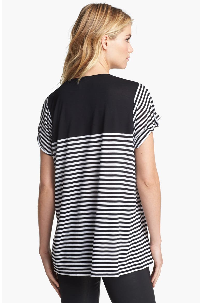 Studded Stripe Tee, Alternate, color, RICH BLACK