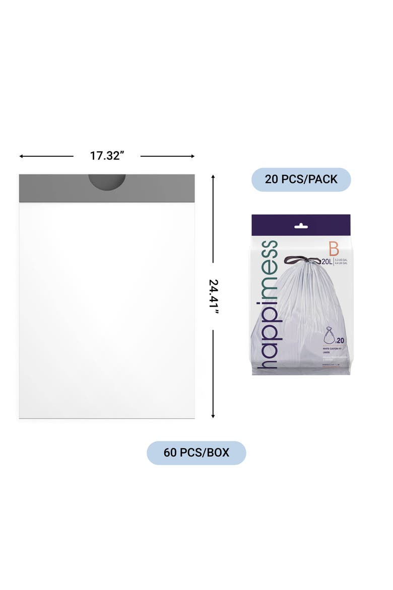 Drawstring Trash Can Liner,, Alternate, color, White, Unscented, 4-Gal