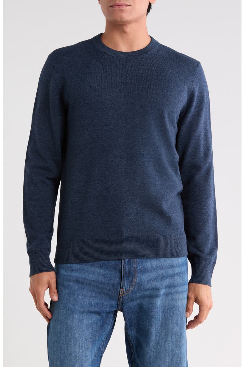 Long Sleeve Crew Sweater, Main, color, NAVY INDIGO HEATHER
