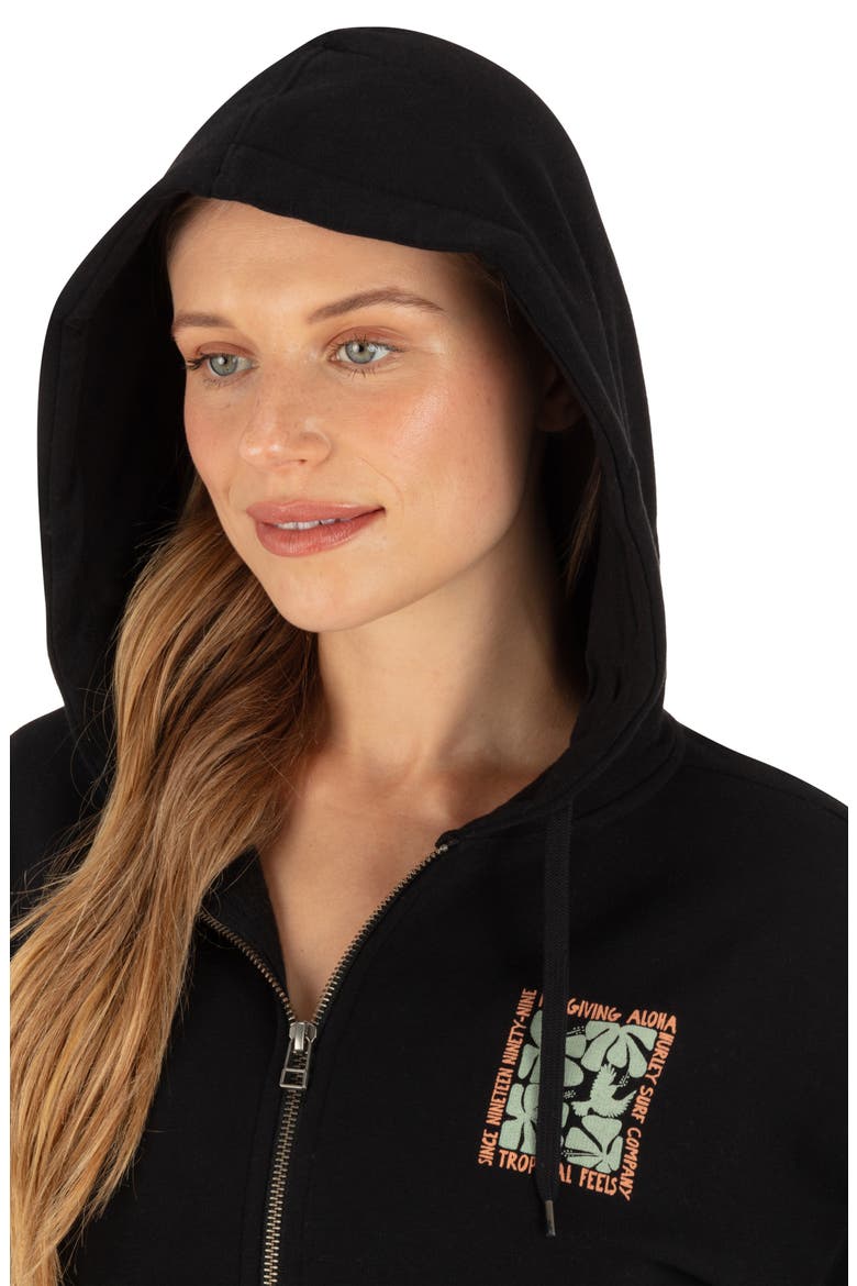 Hawaiian Kisses Full Zip Graphic Hoodie, Alternate, color, BLACK