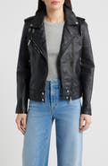Sam Edelman Trapunto Stitch Leather Moto Jacket