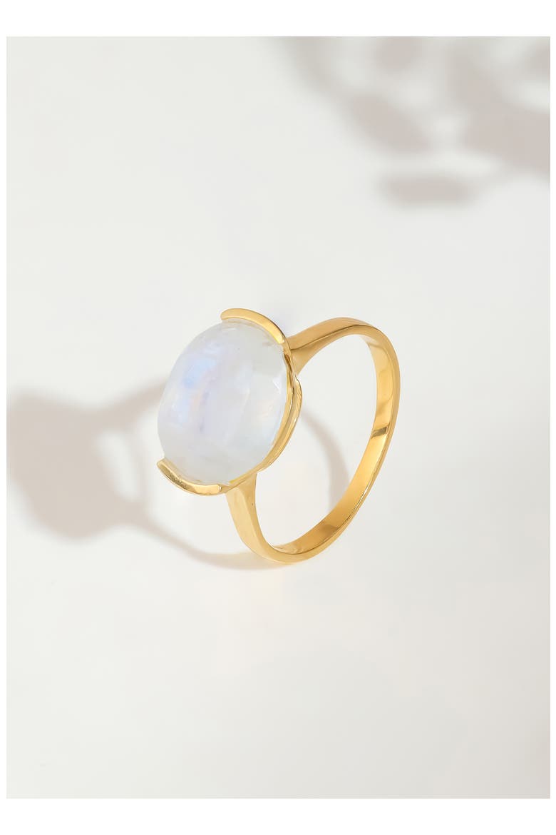 Oval Semiprecious Stone Solitaire Ring, Alternate, color, BLUE WHITE