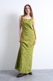 Topshop Floral Appliqué Sleeveless A-Line Dress