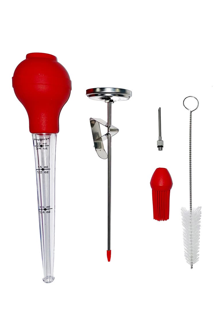 INTERNATIONAL 6-Piece Turkey Baster Set, Main, color, GREY/ RED