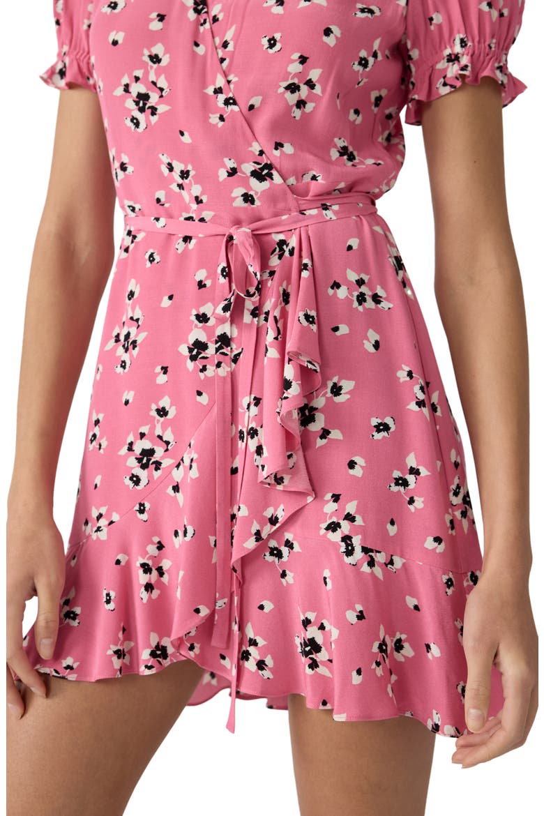 Emilia Floral Puff Sleeve Wrap Dress, Alternate, color, ISLAND ORCHID