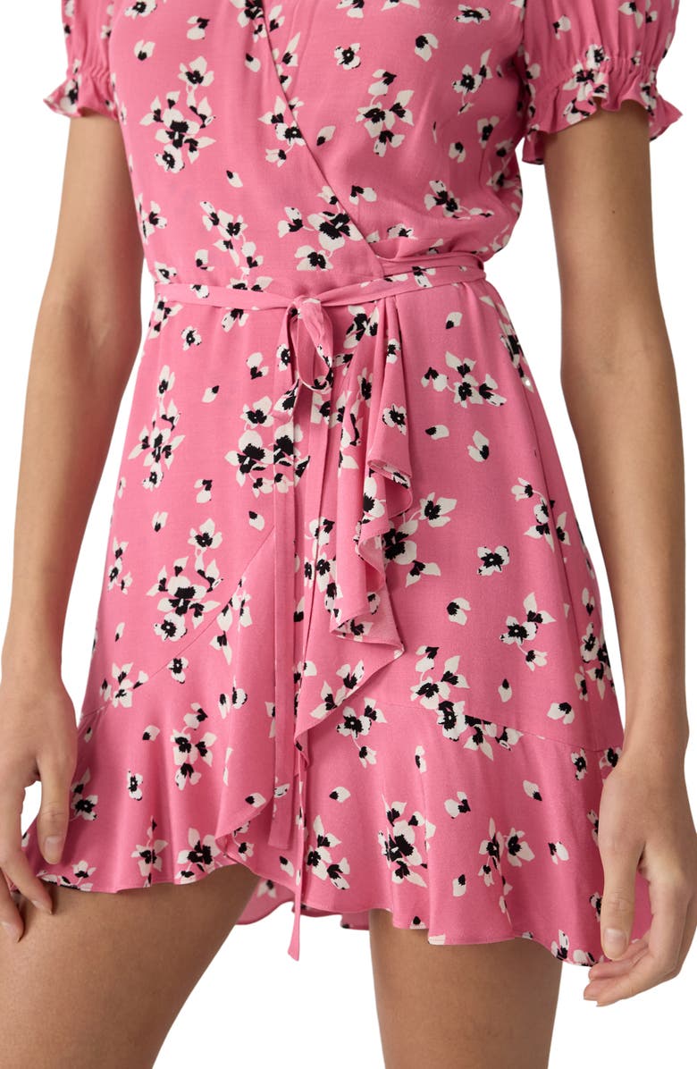 DVF Emilia Floral Puff Sleeve Wrap Dress, Alternate, color, Island Orchid