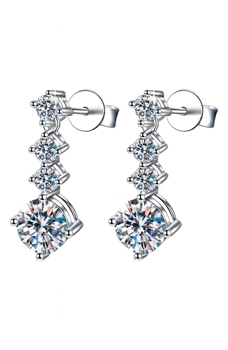 House of Frosted Moissanite Drop Earrings, Main, color, White Gold