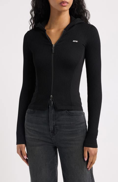 Hooded Knit Track Top
