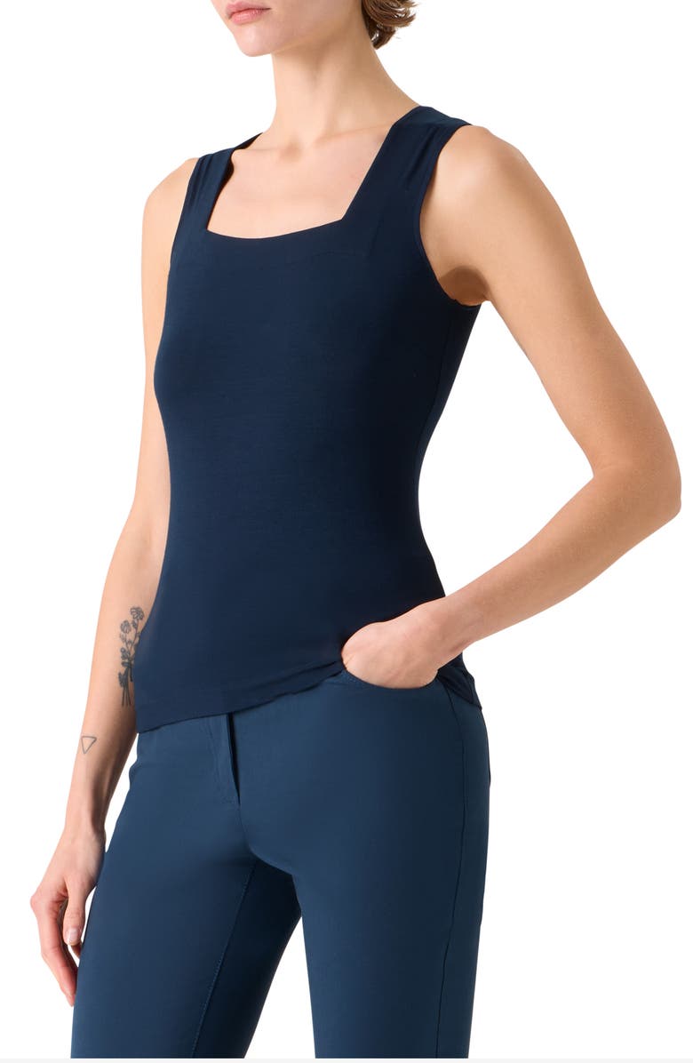 Akris punto Sleeveless Modal Stretch Jersey Top, Alternate, color, Dark Blue