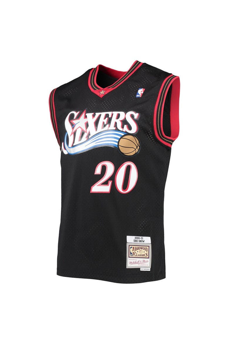 Men's Mitchell & Ness Eric Snow Black Philadelphia 76ers 2000/01 Hardwood Classics Swingman Jersey, Alternate, color, Black