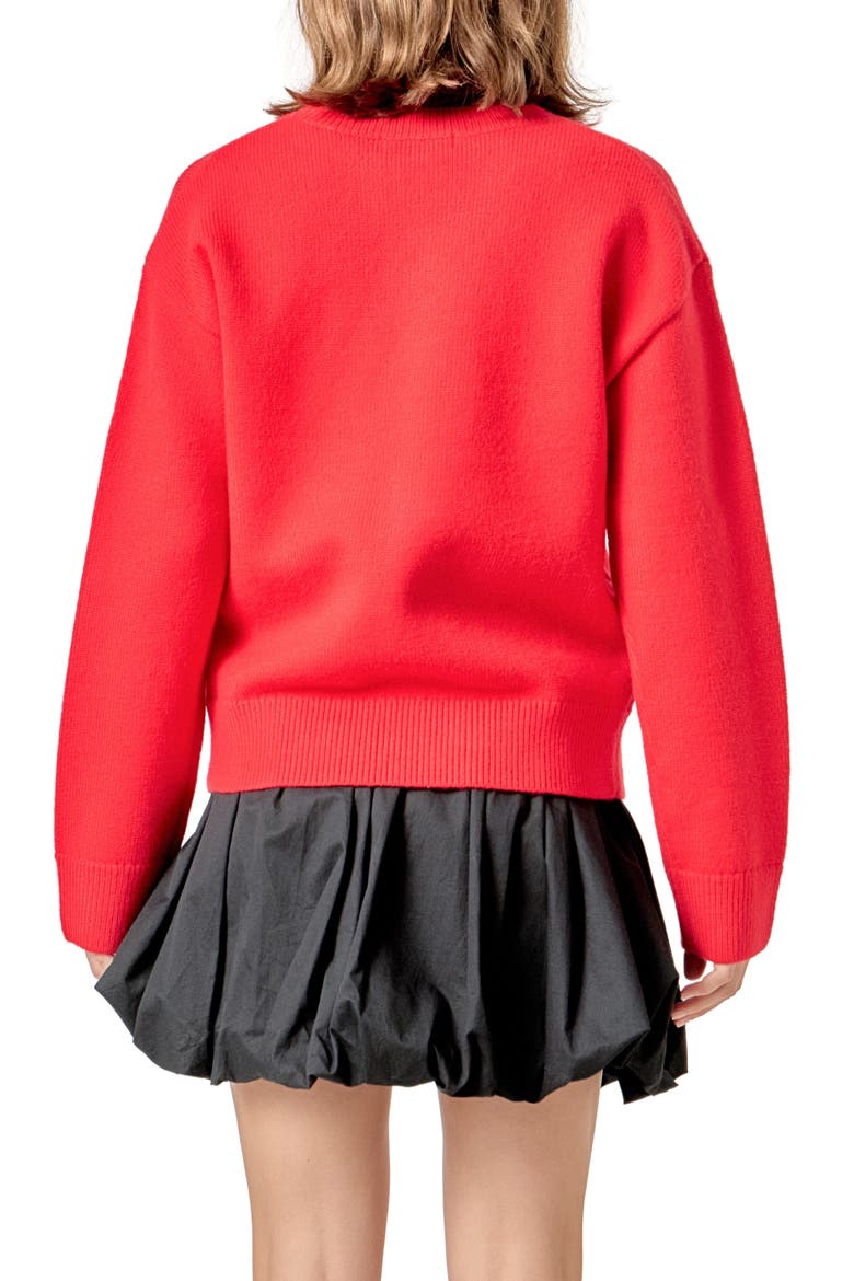 Heart Crewneck Sweater, Alternate, color, RED/ PINK