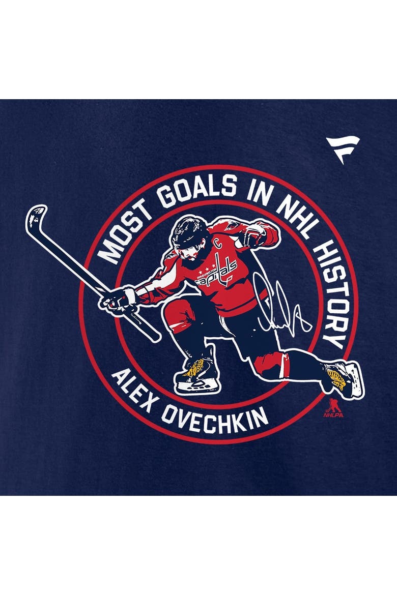 Men's Fanatics Alexander Ovechkin Athletic Navy Washington Capitals NHL All-Time Leading Goal Scorer Badges Long Sleeve T-Shirt, Alternate, color, Athletic Navy