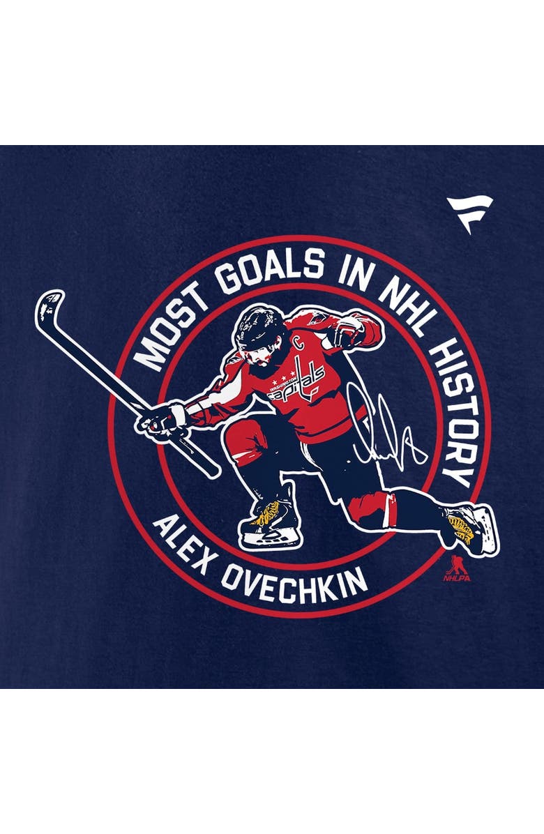 FANATICS Men's Fanatics Alexander Ovechkin Athletic Navy Washington Capitals NHL All-Time Leading Goal Scorer Badges Long Sleeve T-Shirt, Alternate, color, Athletic Navy