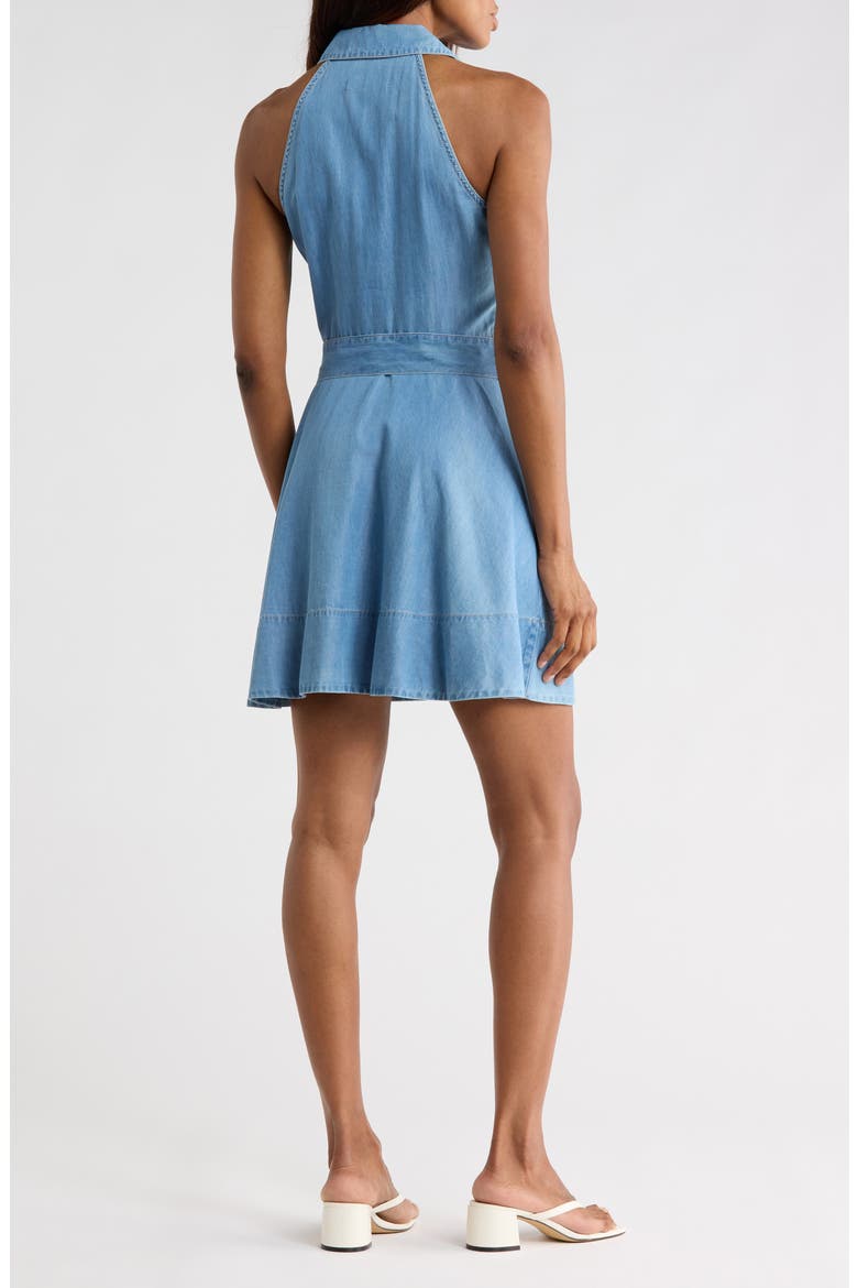 Beau Sleeveless Cotton Blend Chambray Shirtdress, Alternate, color, ICEBERG