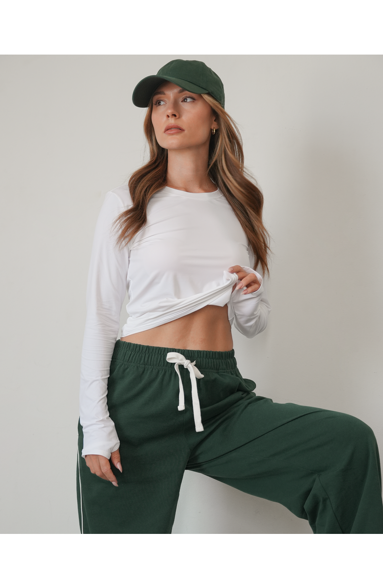 Rebody Active Raya Mid Length Compression Nylon Long Sleeve Top, Alternate, color, White