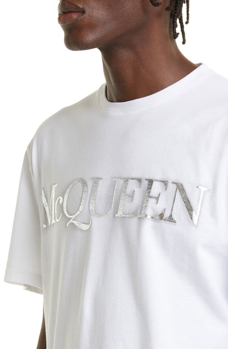 McQueen Crushed Foil Logo Cotton Graphic Tee, Alternate, color,