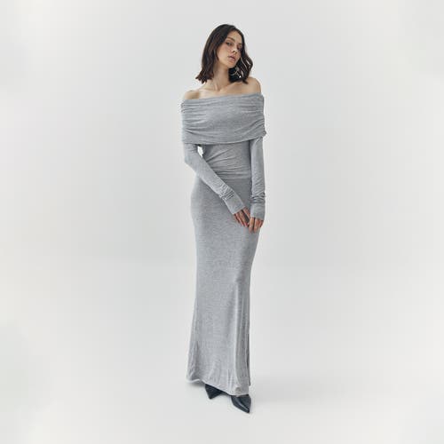 Ats Esme Off Shoulder Maxi Dress In Gray