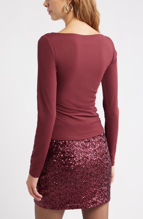 Open Edit Ruched Side Top In Burgundy